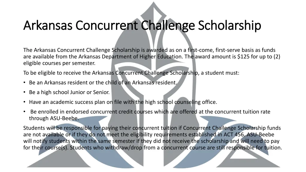 arkansas concurrent challenge scholarship