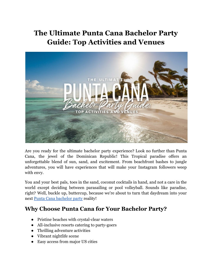 the ultimate punta cana bachelor party guide