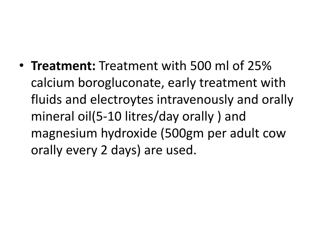 treatment treatment with 500 ml of 25 calcium