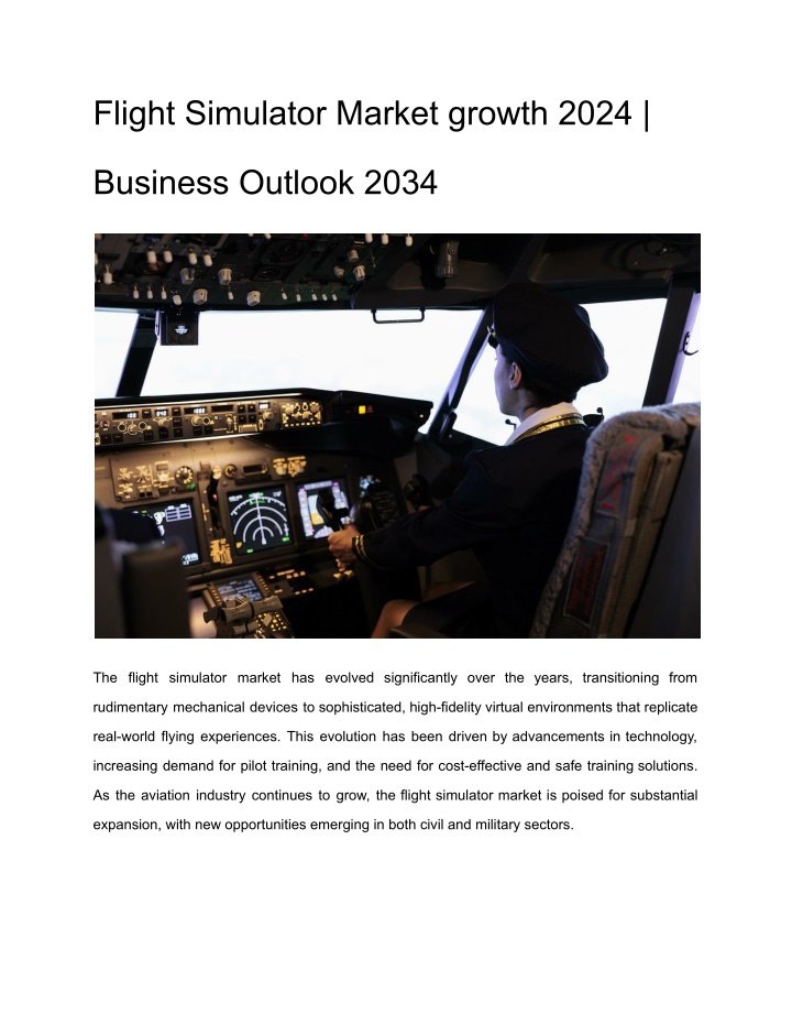 flight simulator market growth 2024