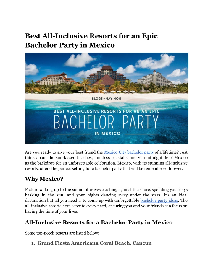 best all inclusive resorts for an epic bachelor