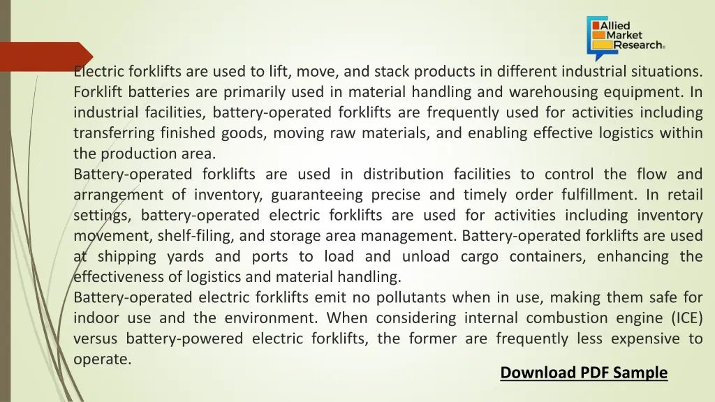 electric forklifts are used to lift move