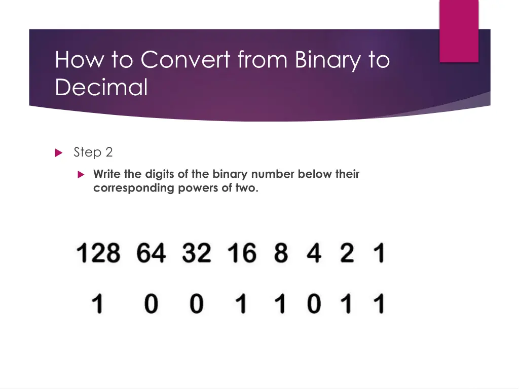 how to convert from binary to decimal 1