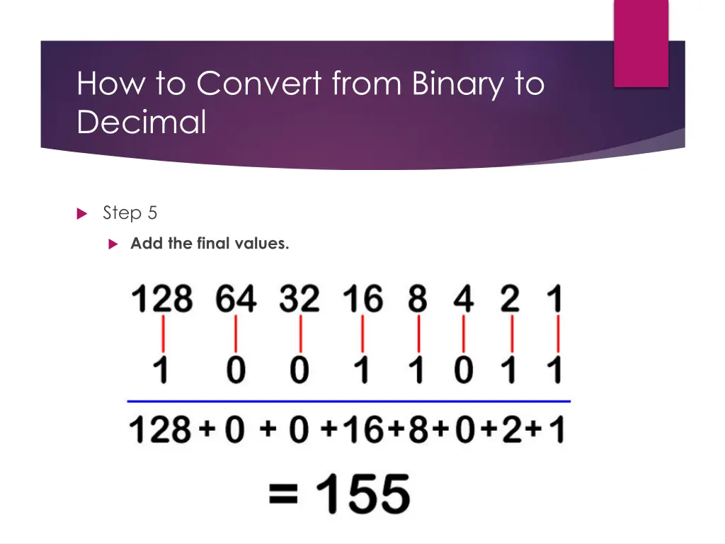 how to convert from binary to decimal 4