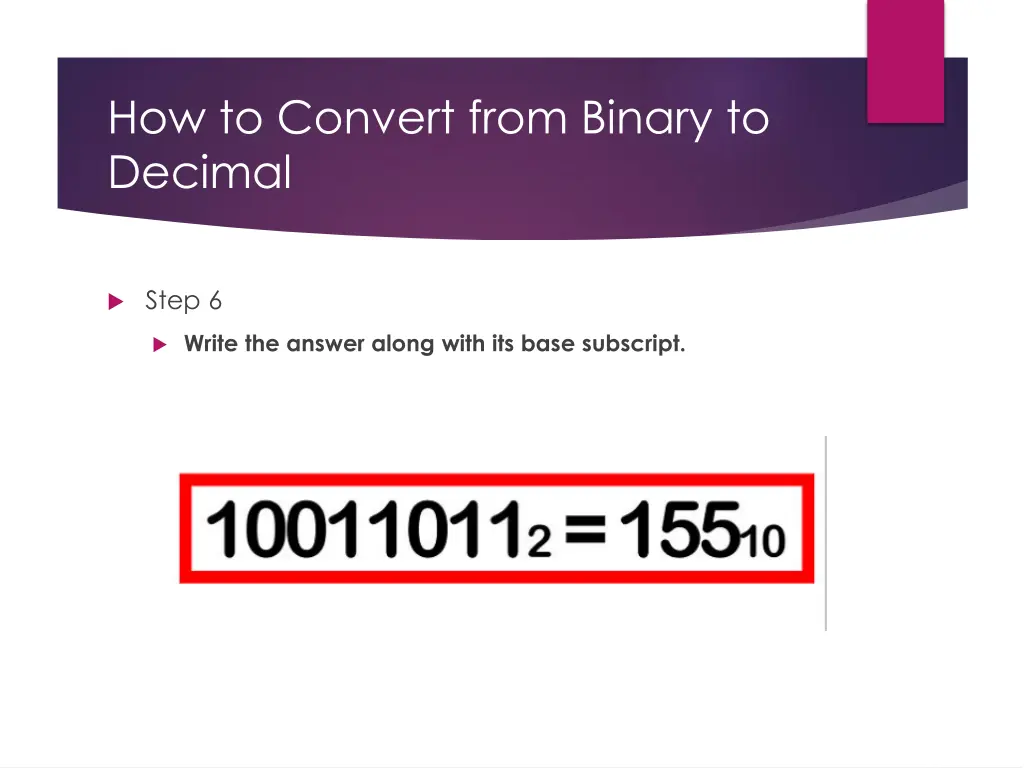 how to convert from binary to decimal 5