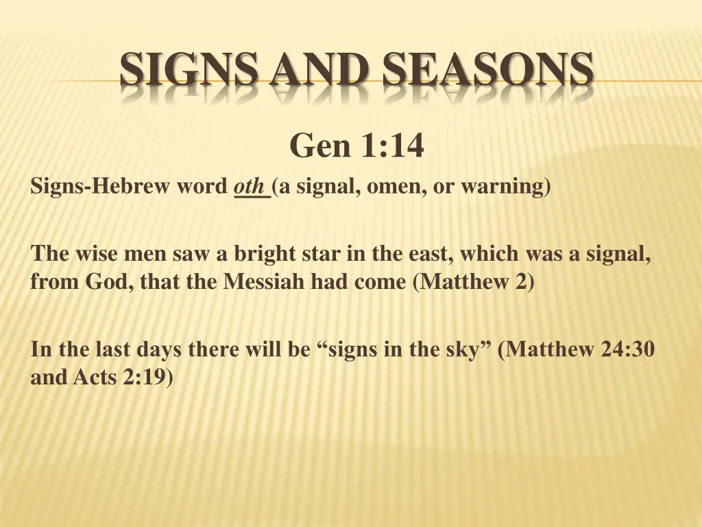 signs and seasons