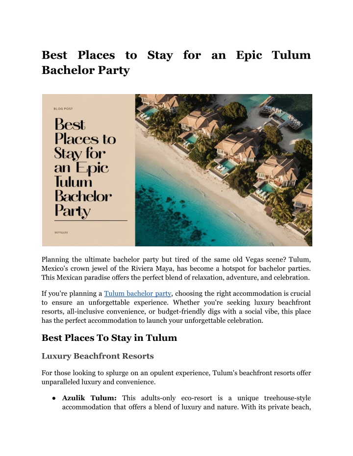 best places to stay for an epic tulum bachelor