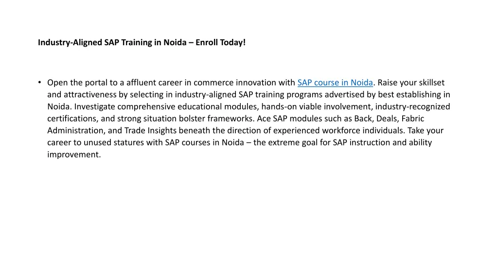 industry aligned sap training in noida enroll