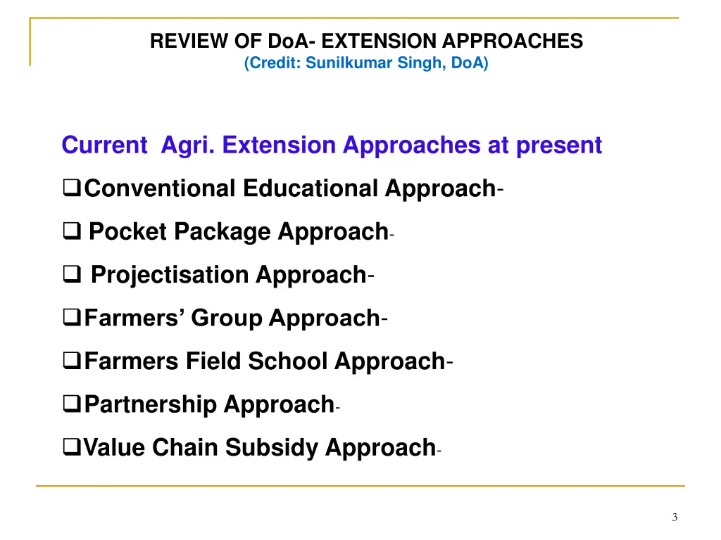 review of doa extension approaches credit