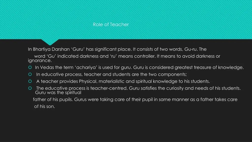 role of teacher