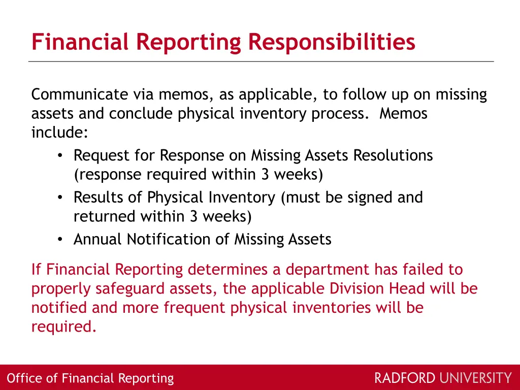 financial reporting responsibilities 1