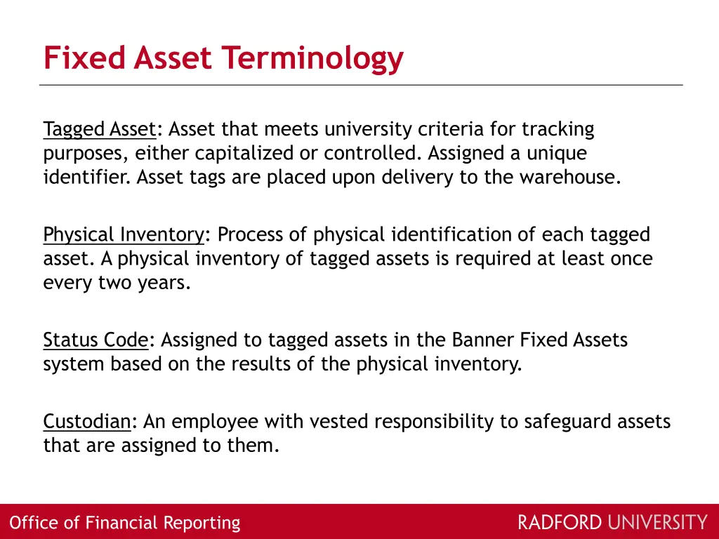 fixed asset terminology 1