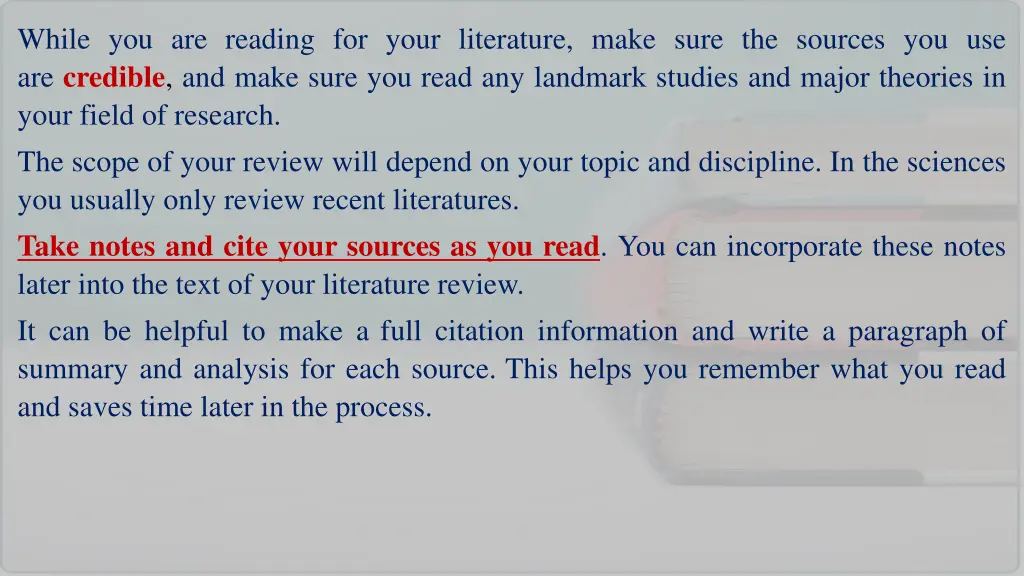 while you are reading for your literature make