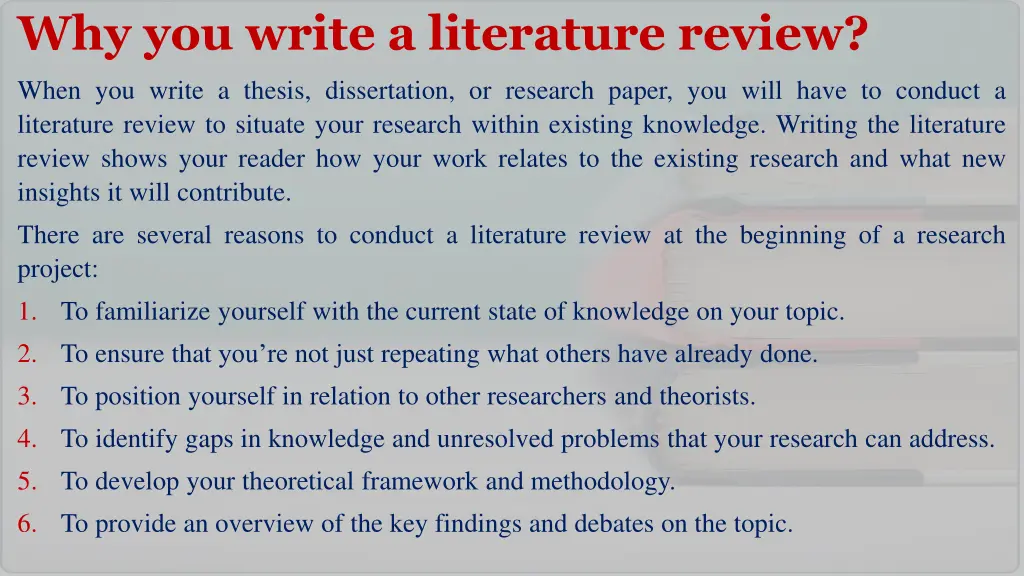 why you write a literature review