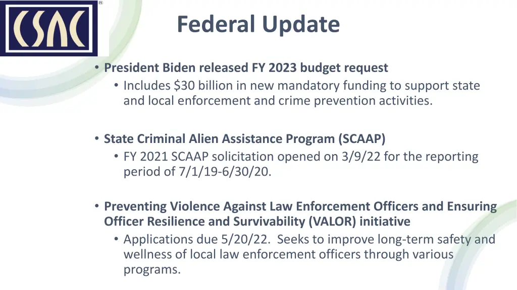 federal update