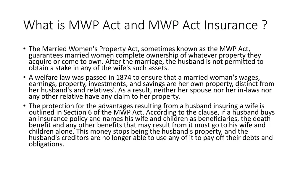 what is mwp act and mwp act insurance