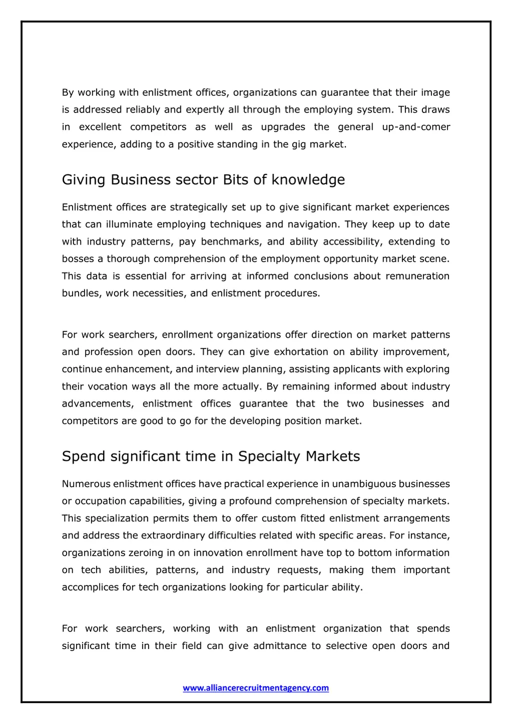 by working with enlistment offices organizations