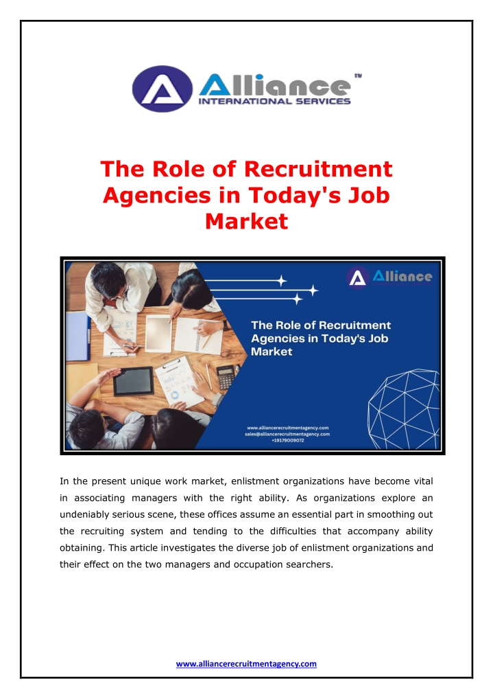 the role of recruitment agencies in today