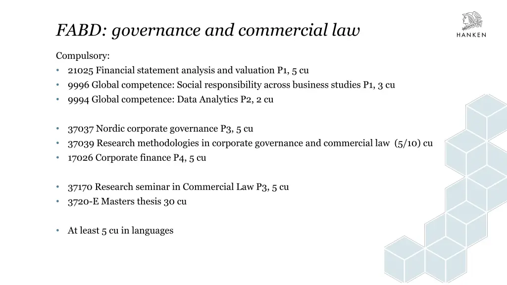 fabd governance and commercial law