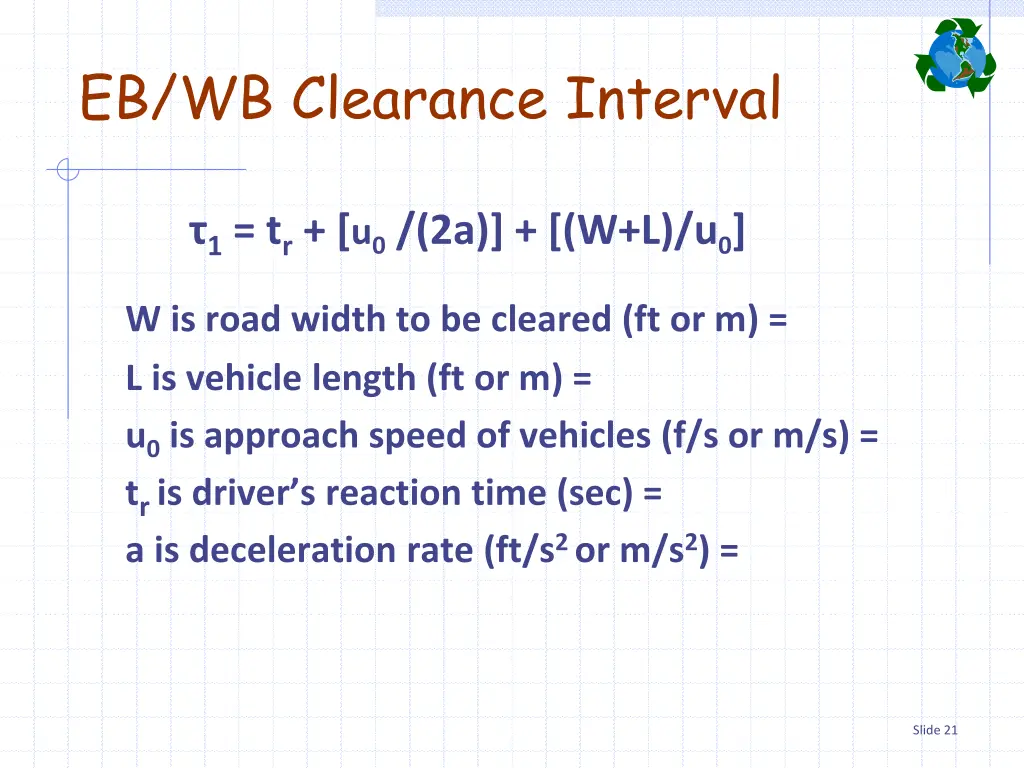 eb wb clearance interval