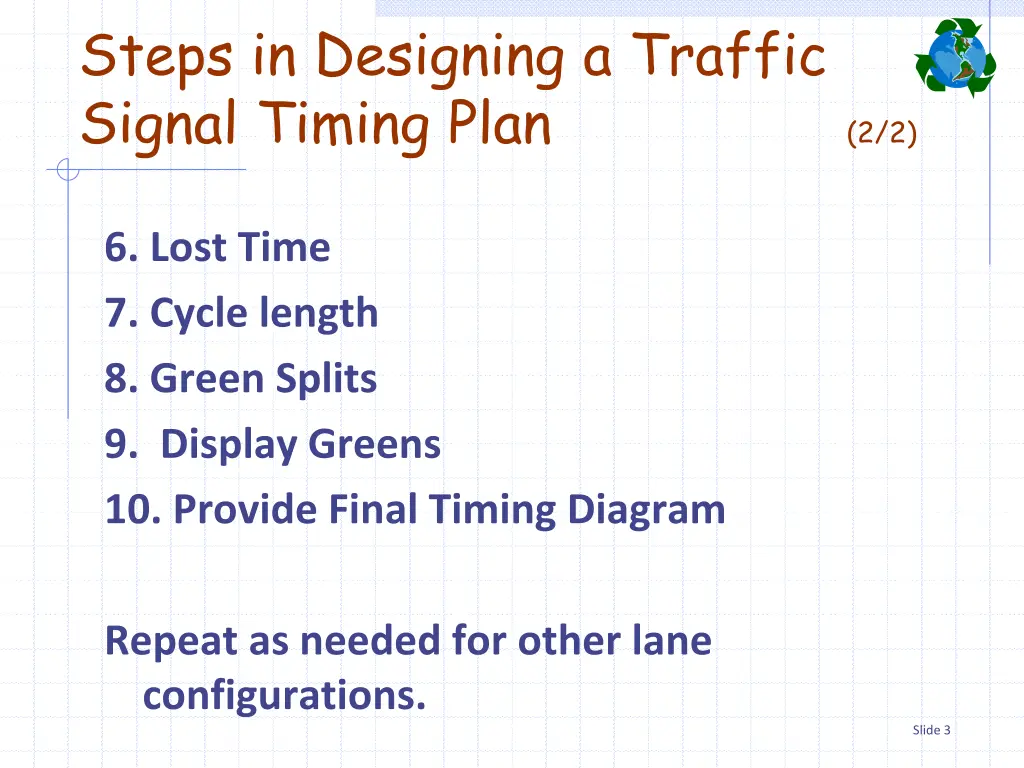 steps in designing a traffic signal timing plan 1