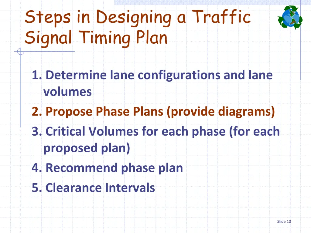 steps in designing a traffic signal timing plan 3