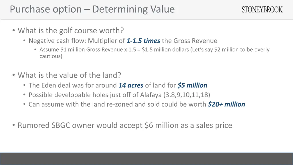 purchase option determining value