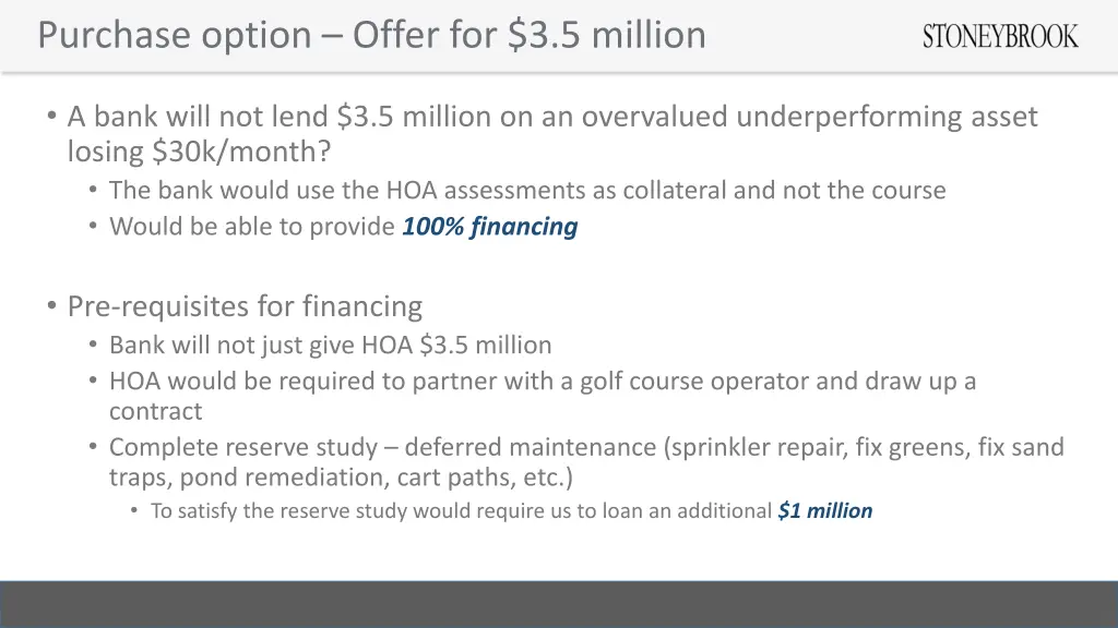 purchase option offer for 3 5 million