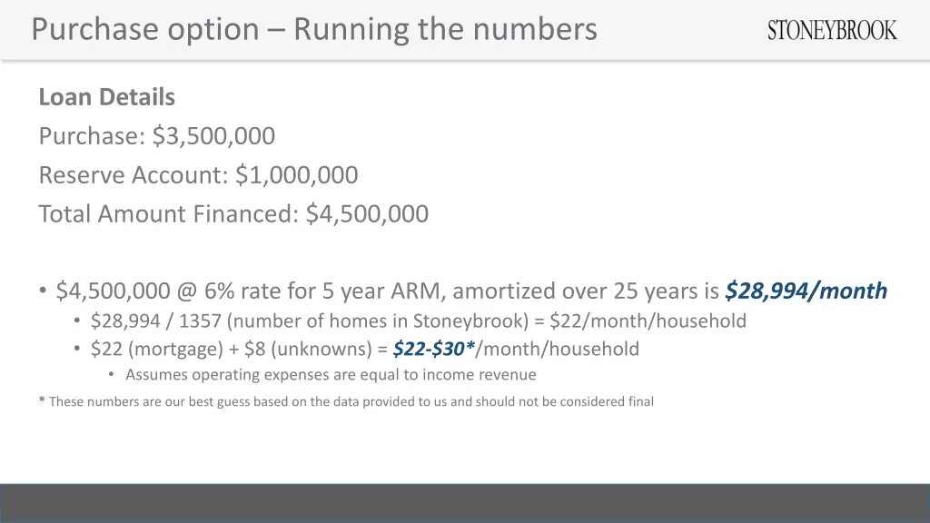 purchase option running the numbers