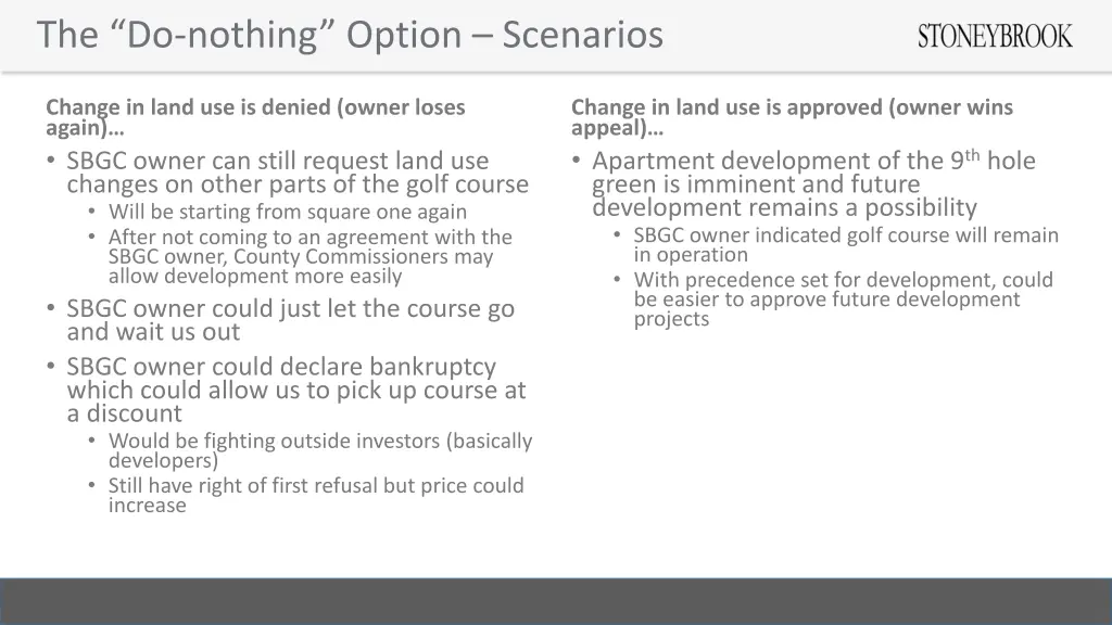 the do nothing option scenarios