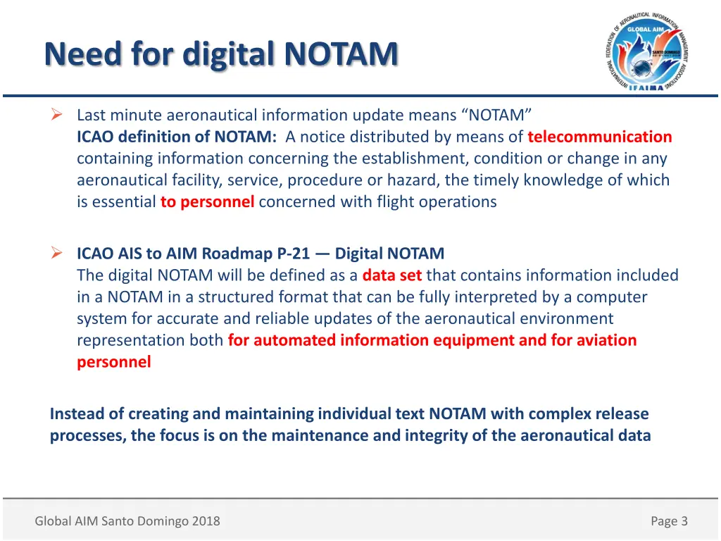 need for digital notam