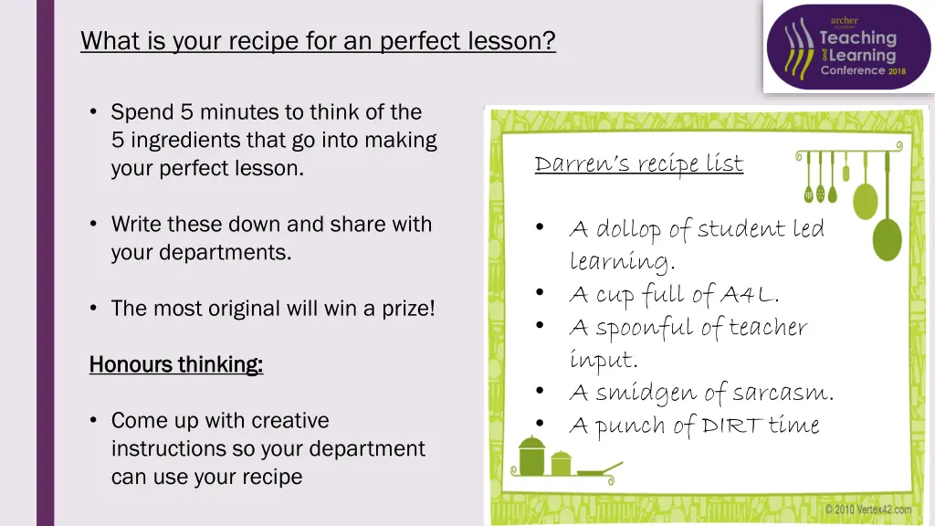 what is your recipe for an perfect lesson