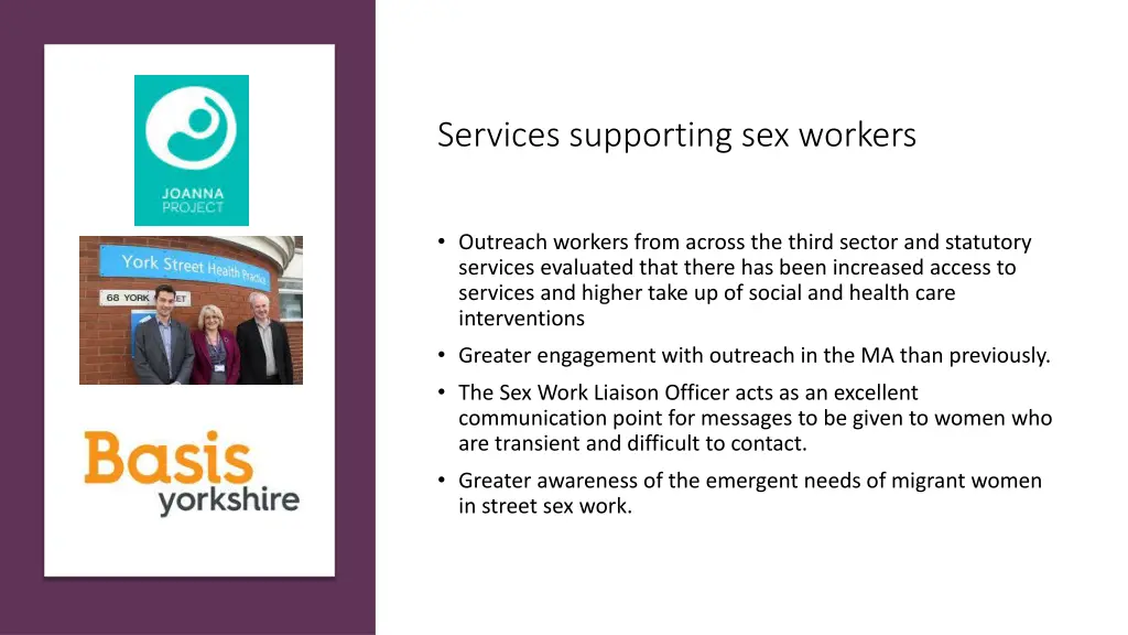 services supporting sex workers