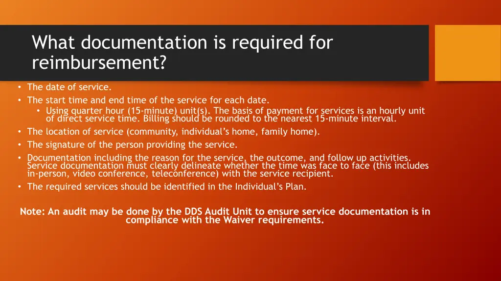 what documentation is required for reimbursement