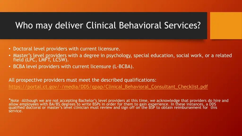 who may deliver clinical behavioral services