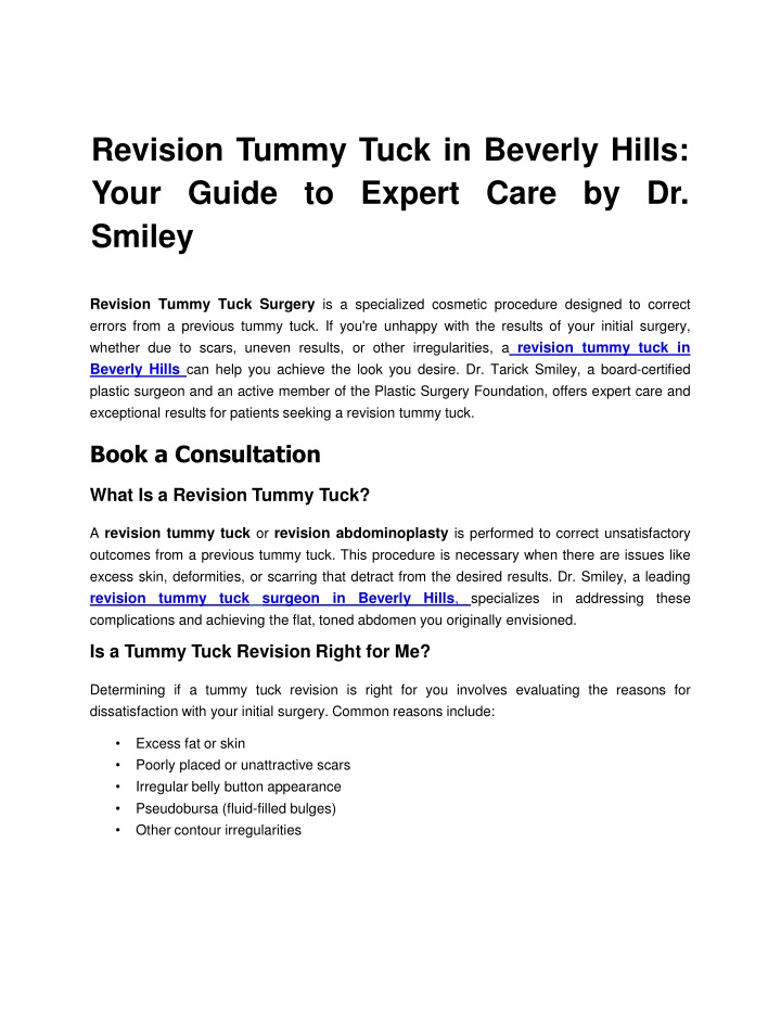 revision tummy tuck in beverly hills your guide