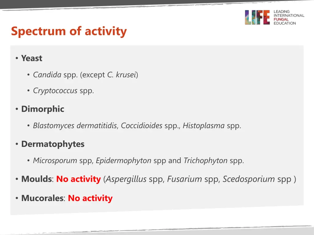 spectrum of activity