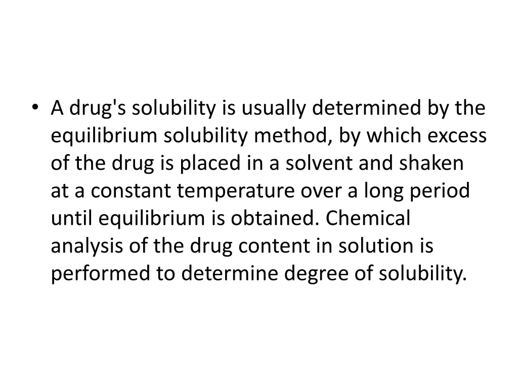 a drug s solubility is usually determined