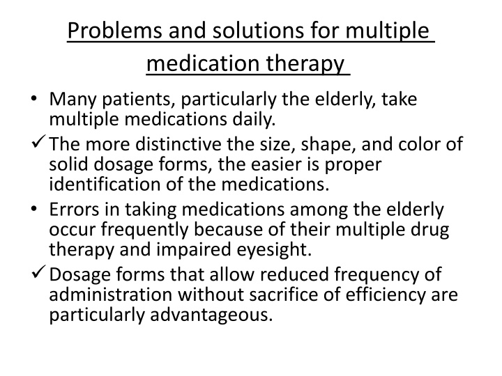 problems and solutions for multiple medication