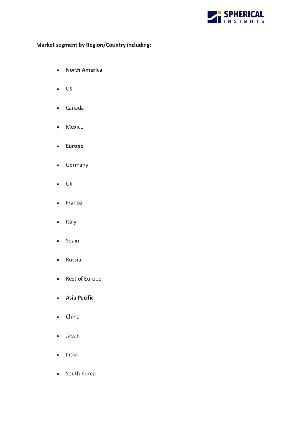 market segment by region country including