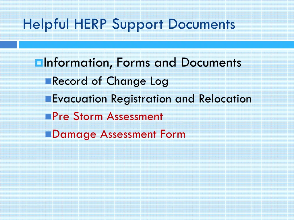 helpful herp support documents