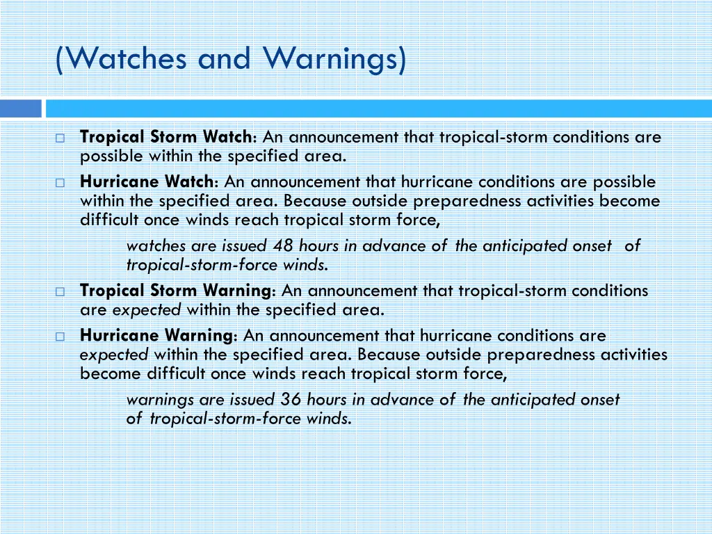 watches and warnings