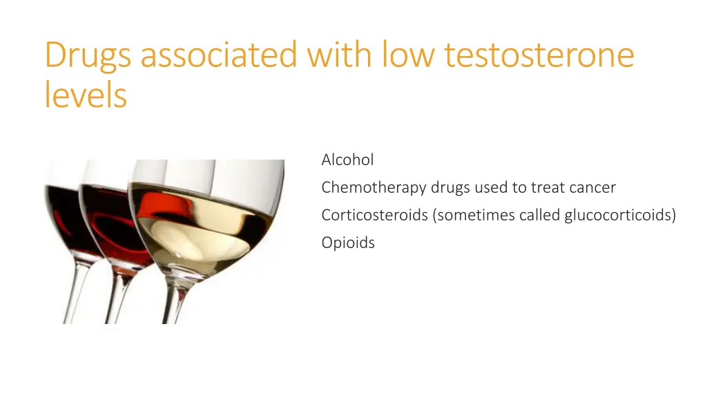 drugs associated with low testosterone levels