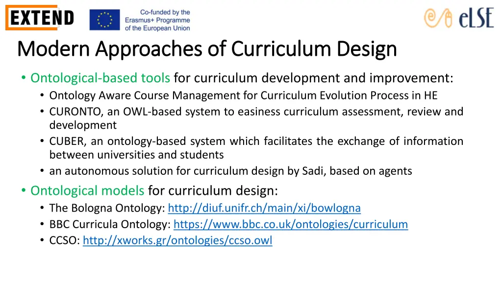 modern approaches of curriculum design modern