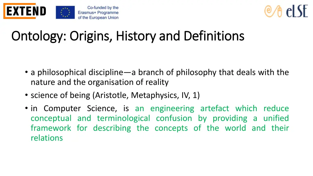 ontology origins history and definitions ontology