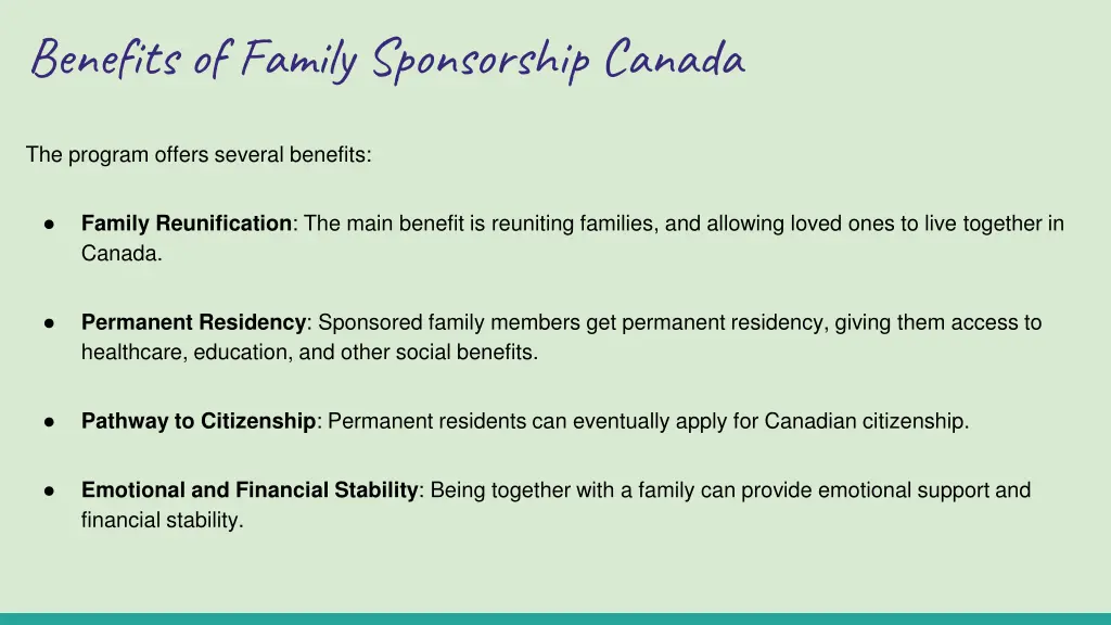 benefits of family sponsorship canada