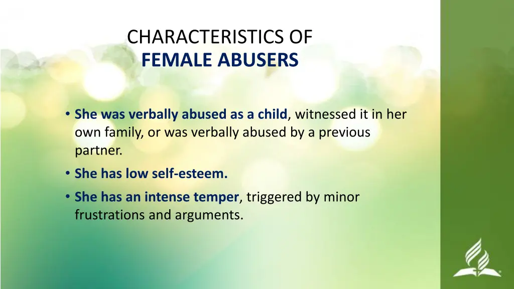 characteristics of female abusers