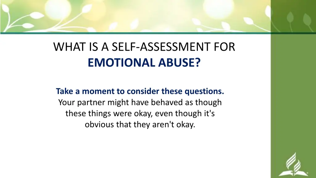 what is a self assessment for emotional abuse