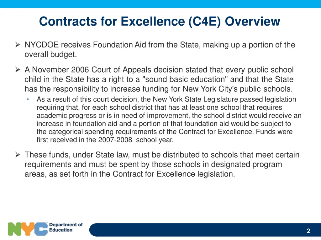 contracts for excellence c4e overview