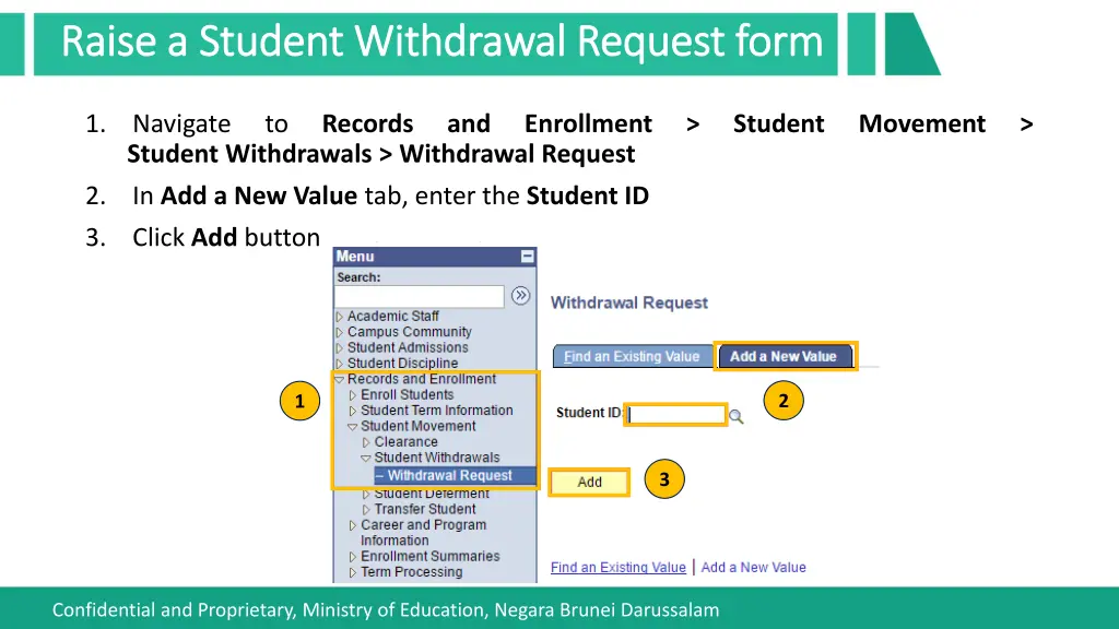 raise a student withdrawal request form raise